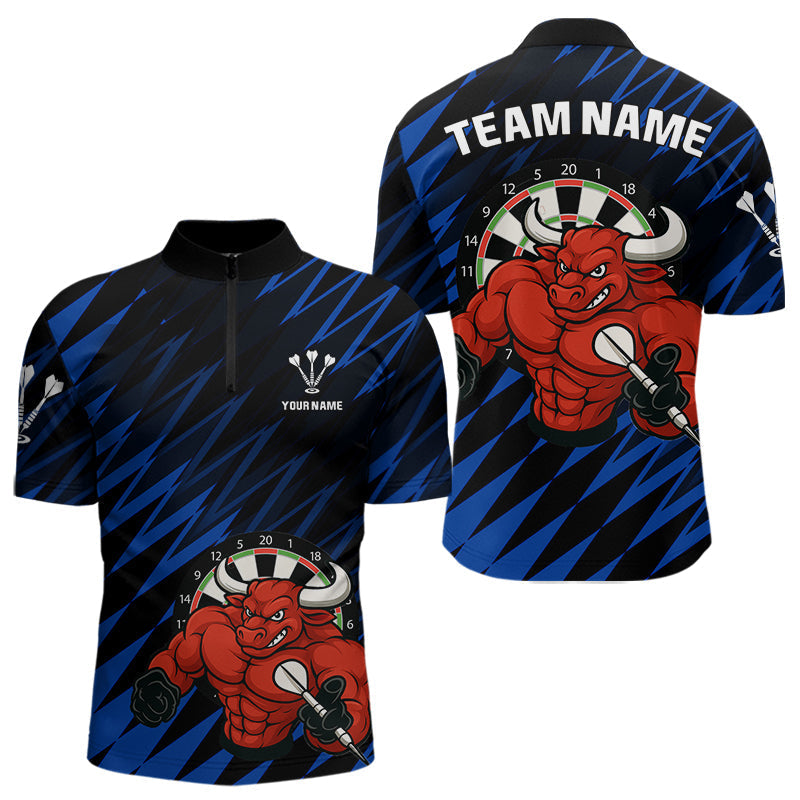 Blisscorners Maroon & White Bull Holding Dart Arrow Darts Shirt For Men - Custom Team Name LM1625