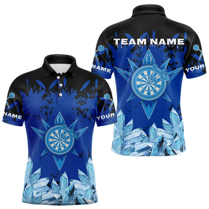 Blisscorners Funny Ice Pattern & Blue Dartboard Darts Team Shirt For Men - Customizable Name
