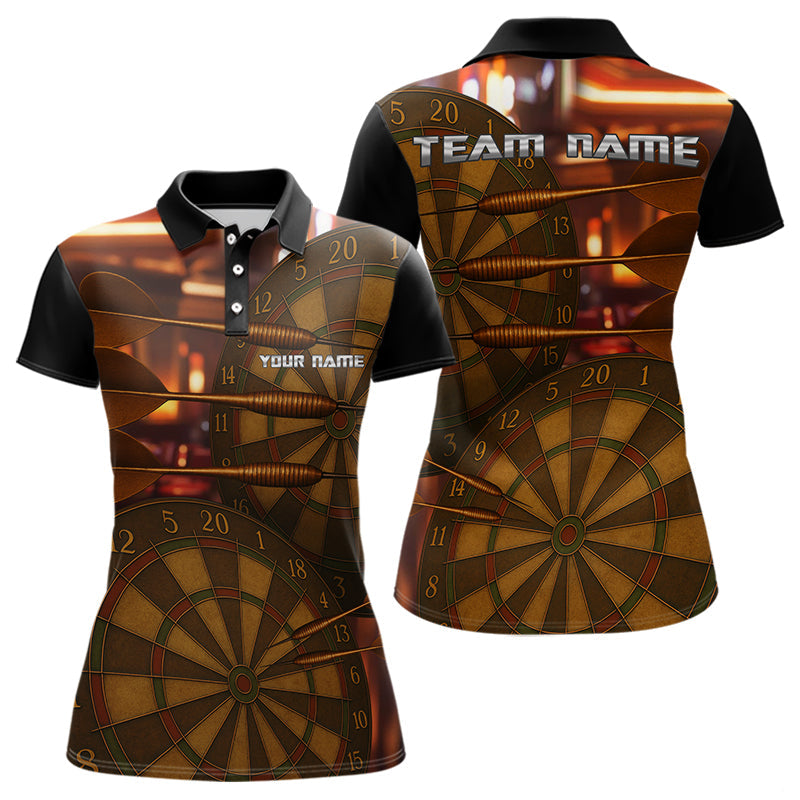 Blisscorners Gold Dartboard & Dart Arrows Pattern, Darts Team Shirt For Men - Customizable Name