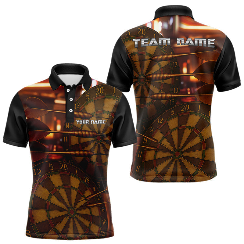 Blisscorners Gold Dartboard & Dart Arrows Pattern, Darts Team Shirt For Men - Customizable Name