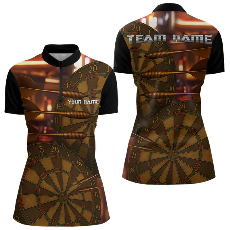 Blisscorners Gold Dartboard & Dart Arrows Pattern, Darts Team Shirt For Men - Customizable Name