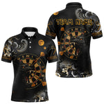 Blisscorners Black Ferocious Wolf & Gold Dartboard Darts Team Shirt For Men - Customizable NameMT0306
