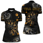 Blisscorners Black Ferocious Wolf & Gold Dartboard Darts Team Shirt For Men - Customizable Name