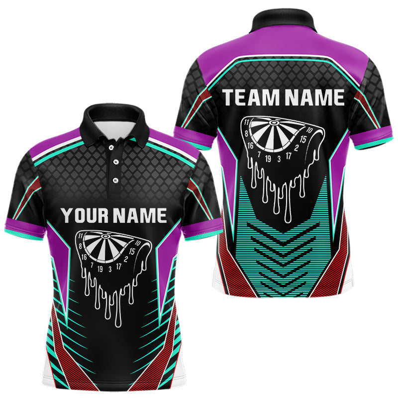 Blisscorners Colorful Darts Team Shirt For Men With Dripping Dartboard - Customizable Name