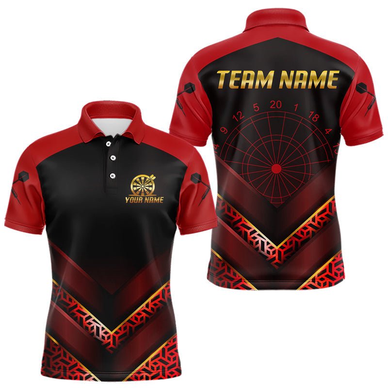 Blisscorners Black & Red Geometric Men's Dart Shirt - Custom Name Shirt For Dart Players MT1006