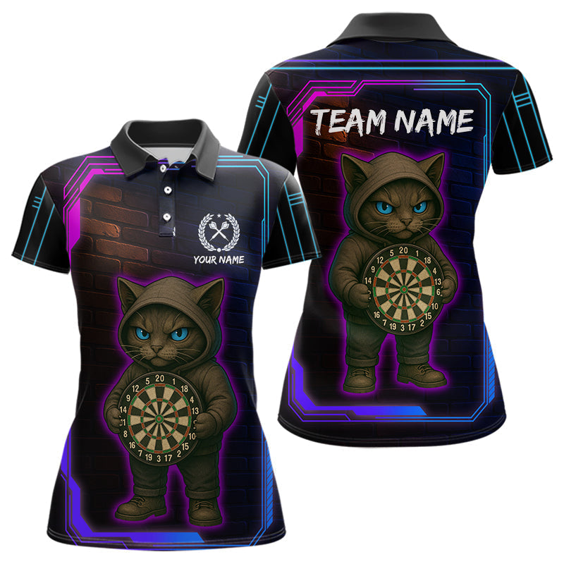 Blisscorners Lightning Cat Tech Neon Dartboard Men's Darts Shirt - Custom Name For Darts Jersey