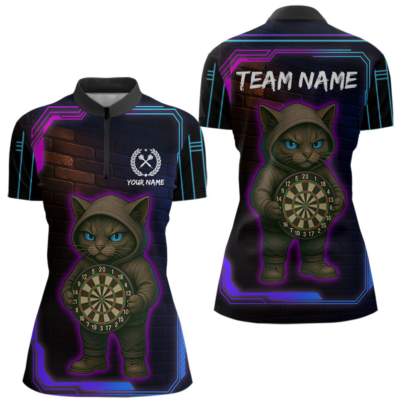 Blisscorners Lightning Cat Tech Neon Dartboard Men's Darts Shirt - Custom Name For Darts Jersey