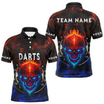Blisscorners Flame Skull Dartboard Men's Darts Polo Shirt - Custom Name For Players LM1307