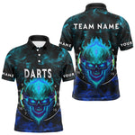 Blisscorners Flame Skull Dartboard Men's Darts Polo Shirt - Custom Name For Players 1 LM1307