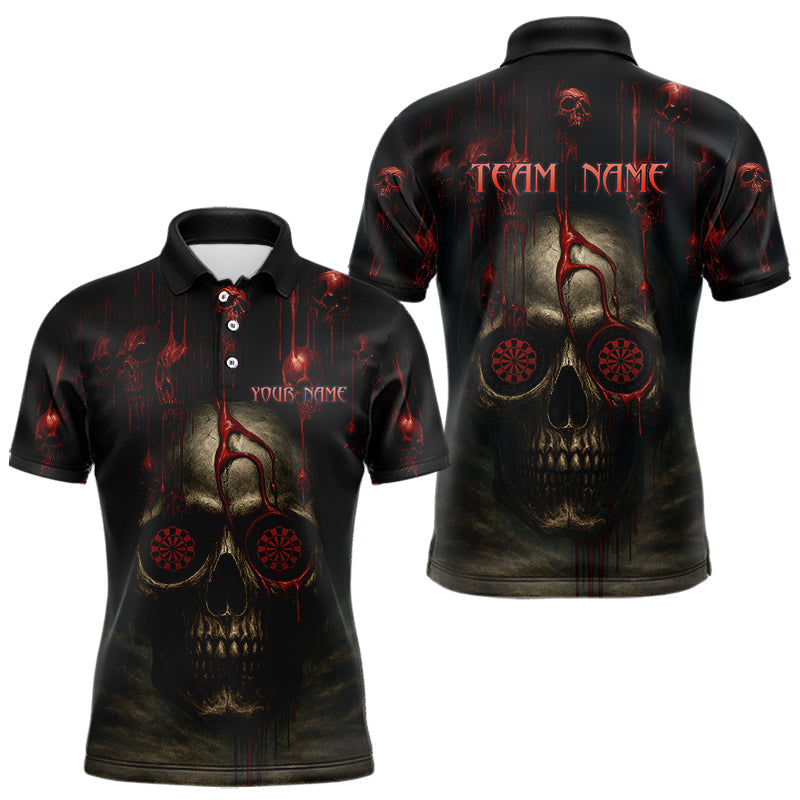 Blisscorners Custom Men's Darts Polo Shirts Red Dripping Blood Skull For Darts Jersey MT707