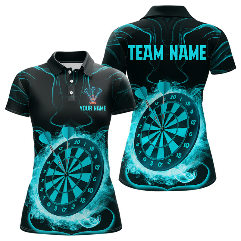 Blisscorners Lightning Smoke Turquoise Dartboard Men's Darts Shirt - Custom Name For Players LM1506