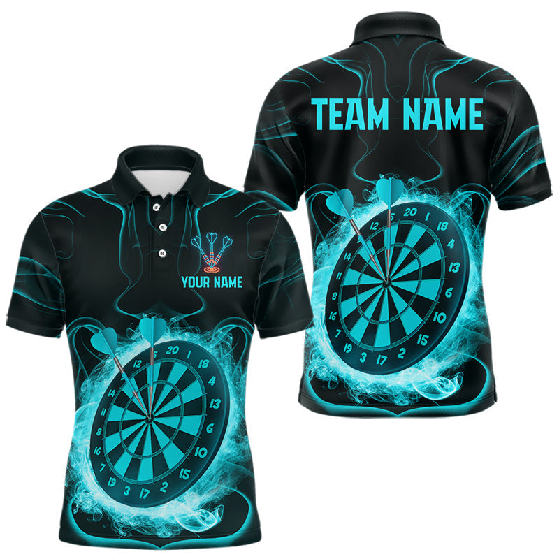 Blisscorners Lightning Smoke Turquoise Dartboard Men's Darts Shirt - Custom Name For Players LM1506