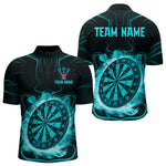 Blisscorners Lightning Smoke Turquoise Dartboard Men's Darts Shirt - Custom Name For Players LM1506