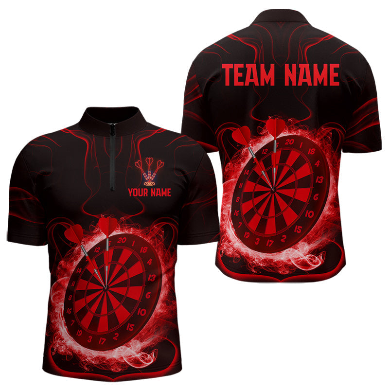 Blisscorners Lightning Smoke Red Dartboard Men's Darts Shirt - Custom Name For Darts Jersey LM1506