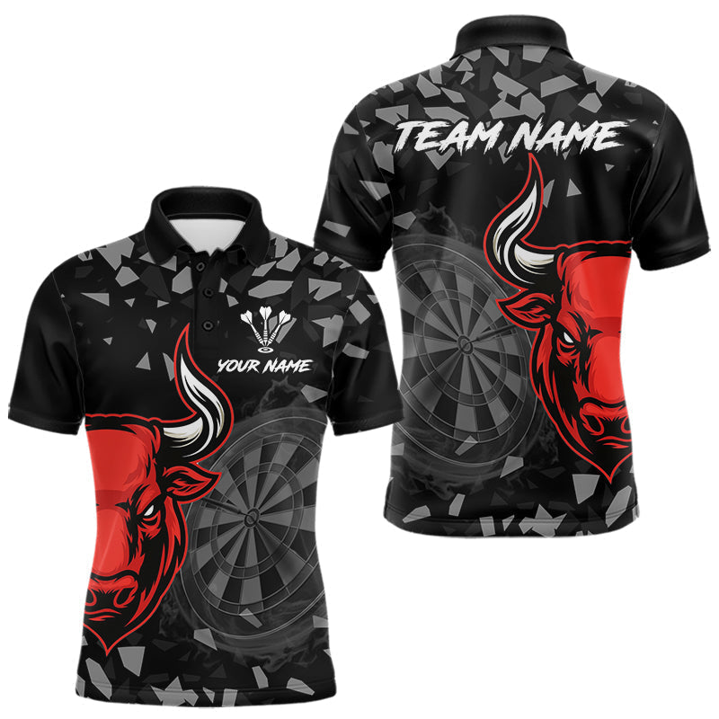 Blisscorners Bull & Dartboard Custom Grunge Men's Darts Polo Shirt - Darts Team Jersey LM1307
