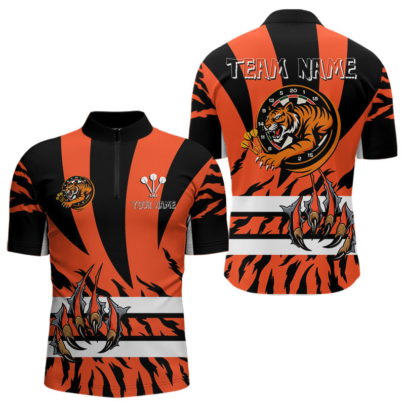 Blisscorners Fierce Tiger & Claws Dartboard Men's Orange Darts Shirt - Custom Name For Players MT1706