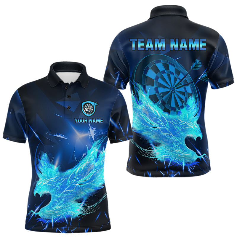 Blisscorners Blue-Lightning Eagle Dartboard Men's Darts Polo Shirt Custom Name For Darts Jersey MT1007
