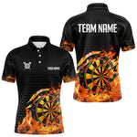 Blisscorners Men's Custom Darts Shirt With Cracked Flame Dartboard And Halftone Pattern