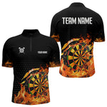 Blisscorners Men's Custom Darts Shirt With Cracked Flame Dartboard And Halftone Pattern
