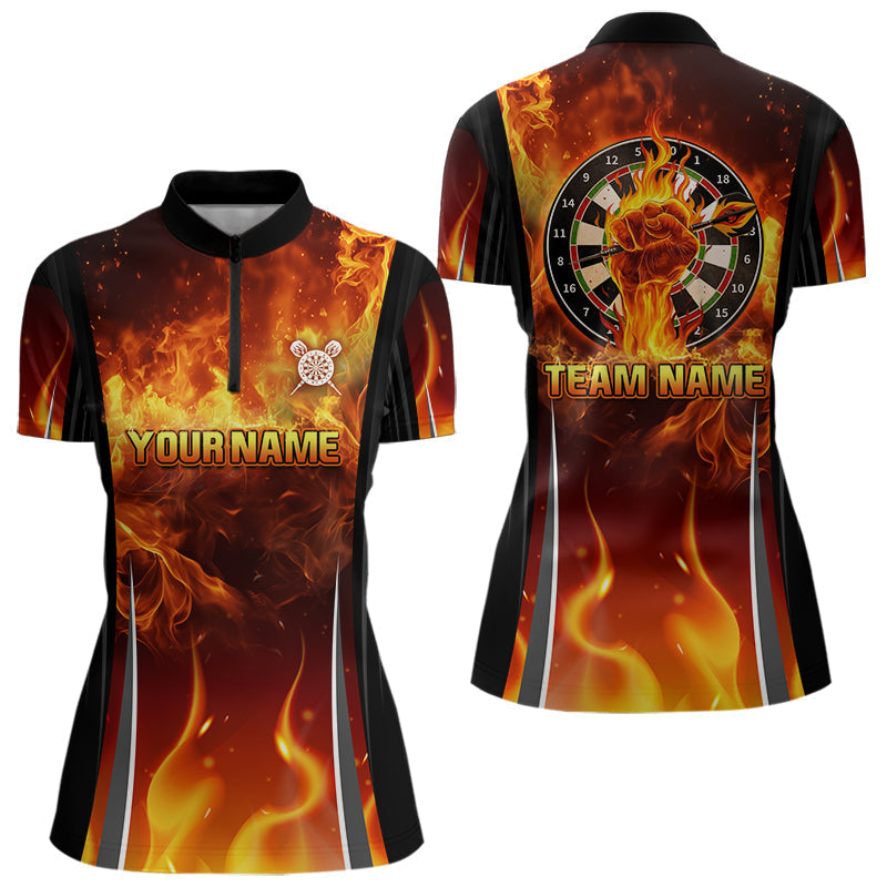 Blisscorners Flaming Hand Holding Dart Arrow Men's Darts Shirt - Custom Name For Darts Jersey MT2306