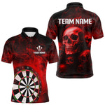 Blisscorners Red Smoke Dartboard & Multi Skulls Men's Darts Shirt - Custom Name For Players LM3006