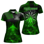 Blisscorners US Flag & Skull Custom Patriotic Green Dart Polo Shirts For Men, Dart Team Jerseys LM2007