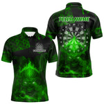 Blisscorners US Flag & Skull Custom Patriotic Green Dart Polo Shirts For Men, Dart Team Jerseys LM2007