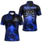 Blisscorners US Flag & Skull Custom Patriotic Blue Dart Polo Shirts For Men, Dart Team Jerseys LM2007