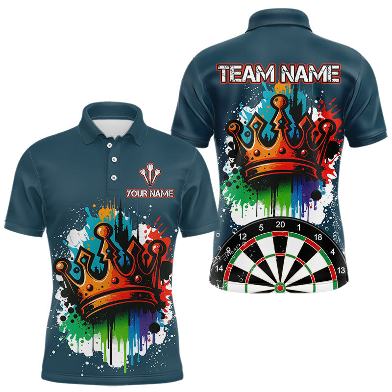 Blisscorners Colorful Dripping Crown Darts Grunge Darts Shirt For Men - Custom Name & Team LM3006