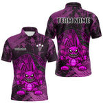 Blisscorners Crazy Rabbit Dartboard Arrows Grunge Darts Shirt For Men - Custom Name & Team | Opt3 - Purple LM3006