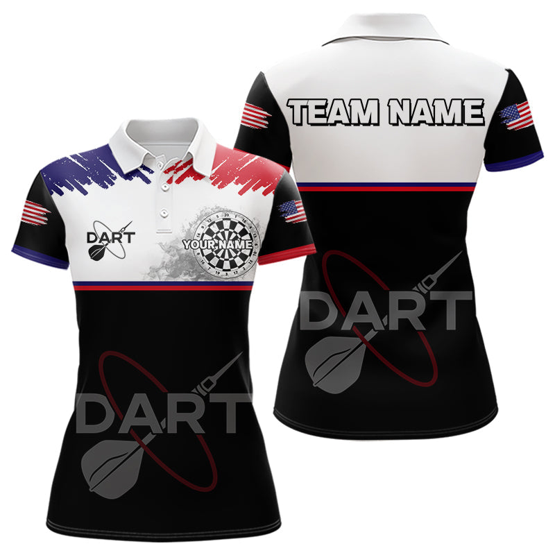 Blisscorners American Flag Grey Smoke Dartboard Men's Darts Shirt - Custom Name For Darts Jersey