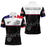 Blisscorners American Flag Grey Smoke Dartboard Men's Darts Shirt - Custom Name For Darts Jersey