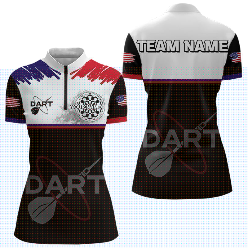 Blisscorners American Flag Grey Smoke Dartboard Men's Darts Shirt - Custom Name For Darts Jersey