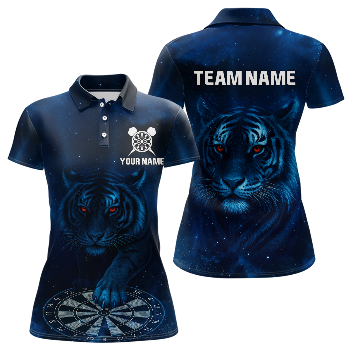 Blisscorners Azure Galaxy Tiger Dartboard Men's Darts Team Shirt - Custom Name For Darts Jersey LM1506