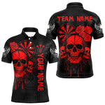 Blisscorners Red Dripping Skulls & Darts Men's Grunge Darts Shirt - Custom Name For Players LM2206