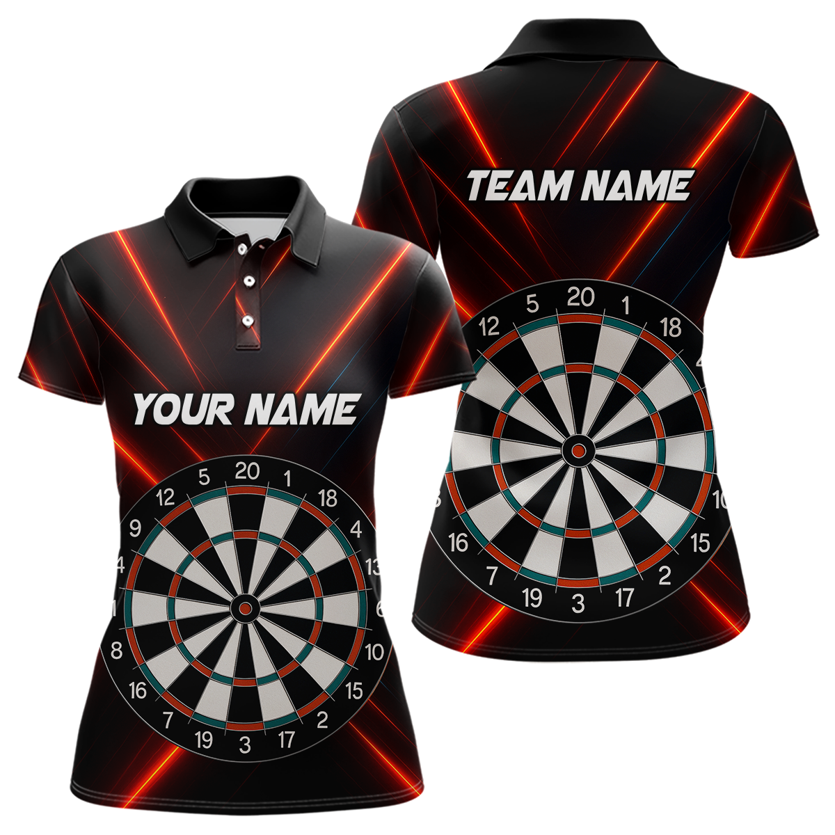 Blisscorners Men's Personalized Darts Shirt With Red Laser Streaks And Dual Dartboards