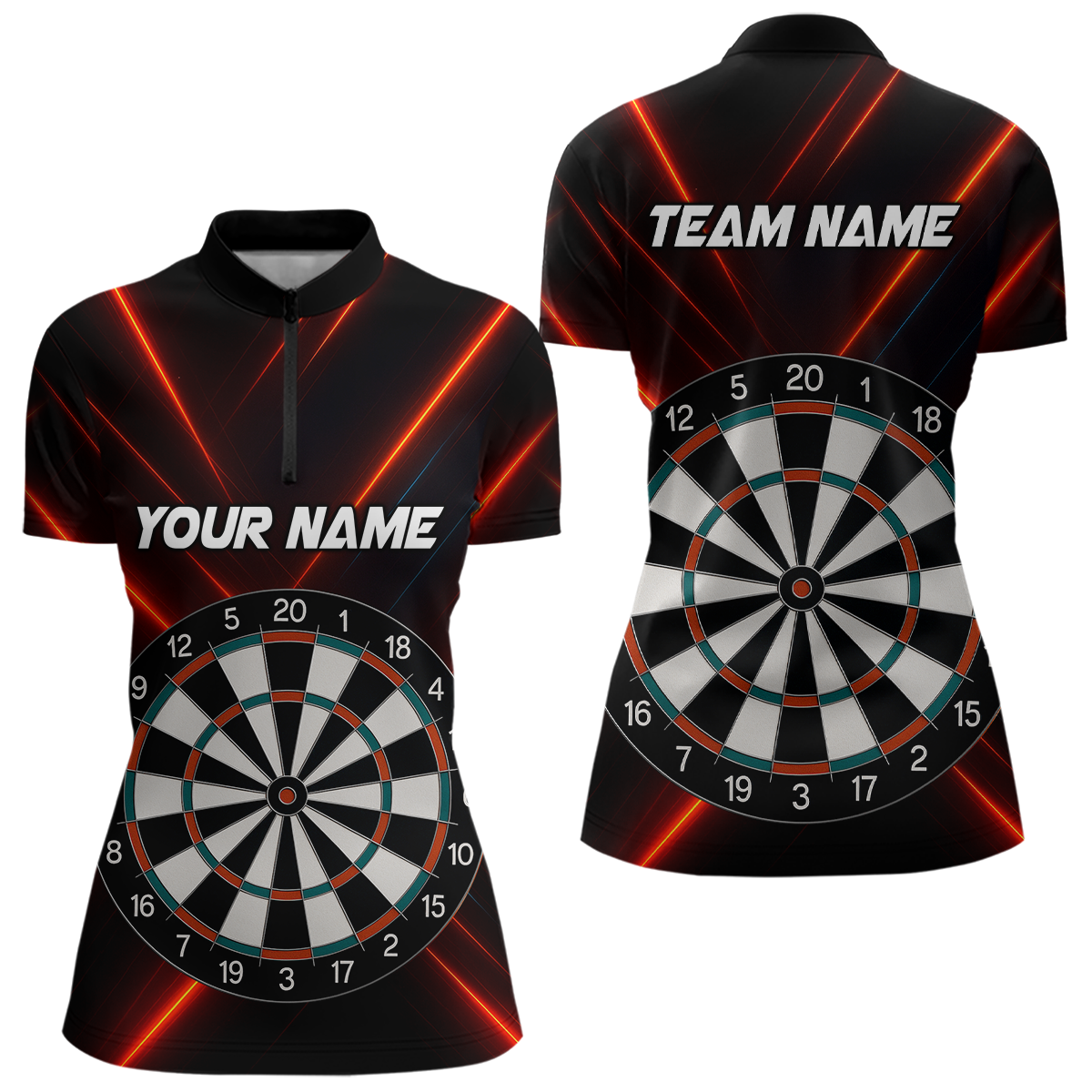 Blisscorners Men's Personalized Darts Shirt With Red Laser Streaks And Dual Dartboards