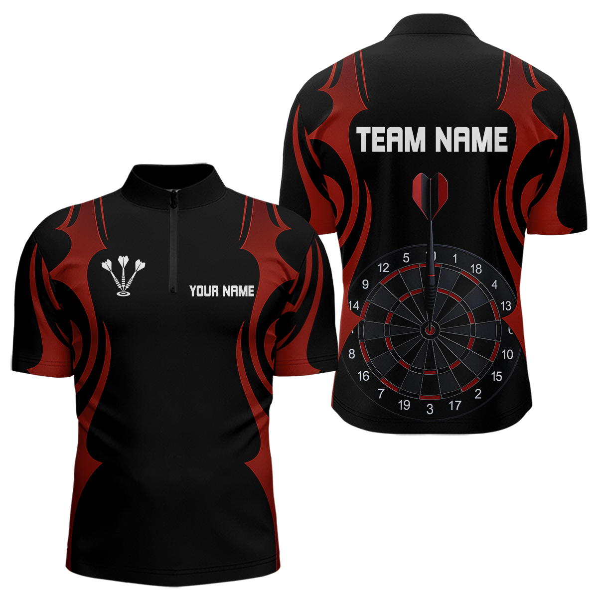 Blisscorners Custom Men's Darts Shirt With Red And Darkness Dartboards, Darts Team Jersey