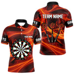 Blisscorners Orange Waving Lines Flame Dart Arrow Men's Darts Shirt - Custom Name & Team Jersey LM3006