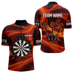 Blisscorners Orange Waving Lines Flame Dart Arrow Men's Darts Shirt - Custom Name & Team Jersey LM3006