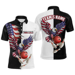 Blisscorners American Eagle Polo Bowling Shirt Custom Black & White Bowling Jersey for Men And Women