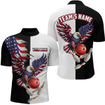 Blisscorners American Eagle Polo Bowling Shirt Custom Black & White Bowling Jersey for Men And Women