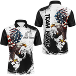 Blisscorners Personalized Eagle Bowling Shirts Patriotic Bowling Jersey for Men Polo Shirt