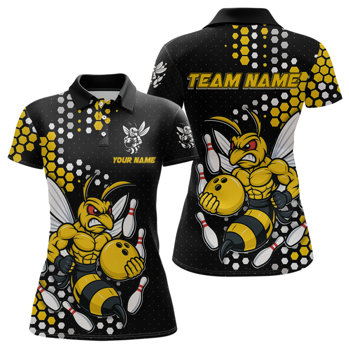 Blisscorners Custom Funny Bee Bowling Team Shirt Bowling Jersey for Men Bowling Outfit Gifts MT1607