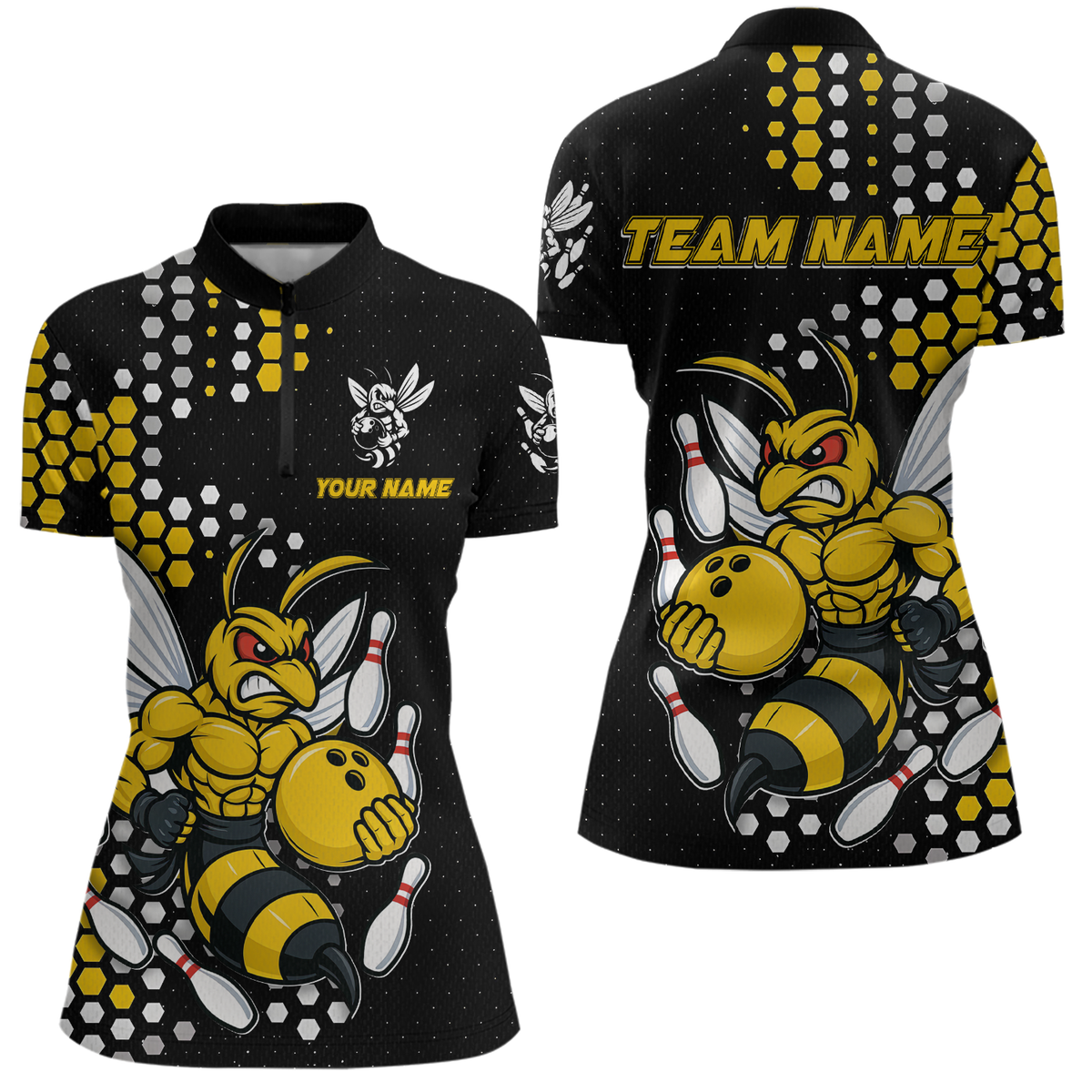 Blisscorners Custom Funny Bee Bowling Team Shirt Bowling Jersey for Men Bowling Outfit Gifts MT1607