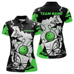 Blisscorners Custom Green Butterflies Bowling Shirt for Men Women Team Bowling Polo&Quater Zip