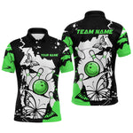 Blisscorners Custom Green Butterflies Bowling Shirt for Men Women Team Bowling Polo&Quater Zip