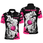Blisscorners Custom Pink Butterflies Bowling Shirt for Men Women Team Bowling Polo&Quater Zip
