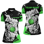 Blisscorners Custom Green Butterflies Bowling Shirt for Men Women Team Bowling Polo&Quater Zip