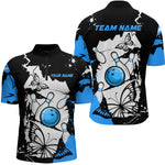 Blisscorners Custom Blue Butterflies Bowling Shirt for Men Women Team Bowling Polo&Quater Zip